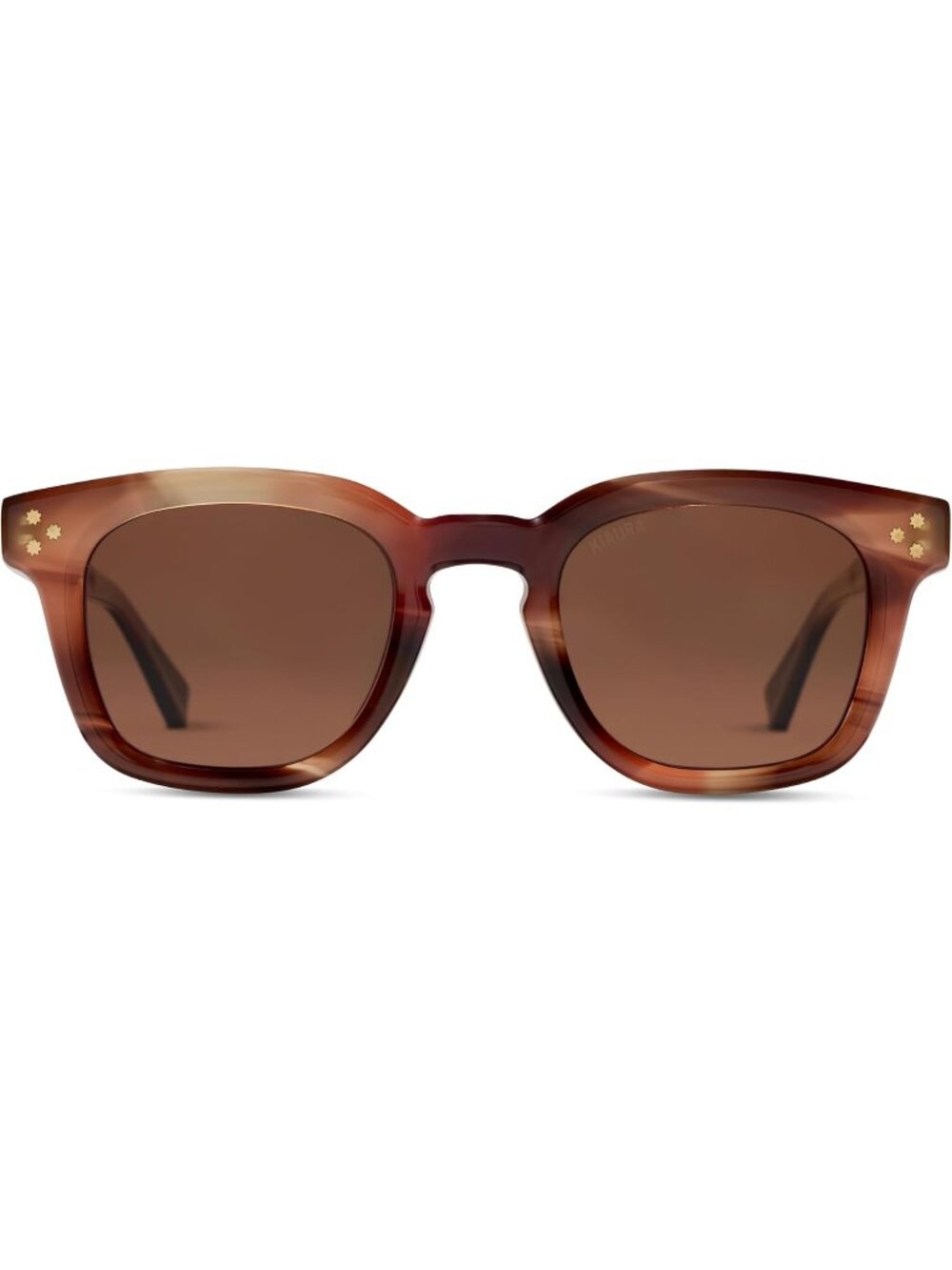 Unisex Mocha Retro Rectangular UV Polarized Shape Memory Acetate Sunglasses
